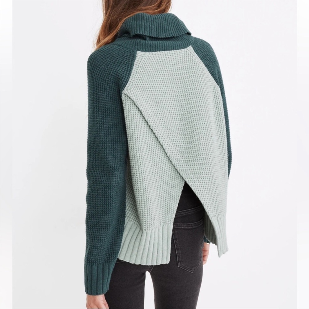 Madewell Eastbrook Colorblock Women's Turtleneck Sweater with Cross-back Detail